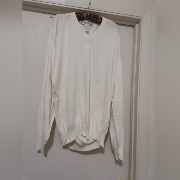 CARSTARPHEN Beige V-Neck Sweater 100% Sea Island Cotton Made in ITALY Men's XXL